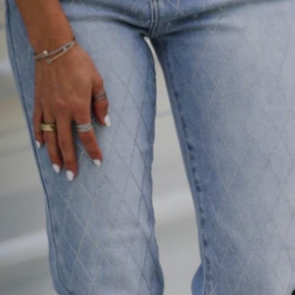 KanCan High Rise Jeans with Diamond Pattern - Light Blue - Picture 3 of 4